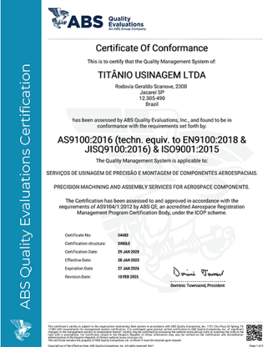 Certificado de Qualidade Titanio2025